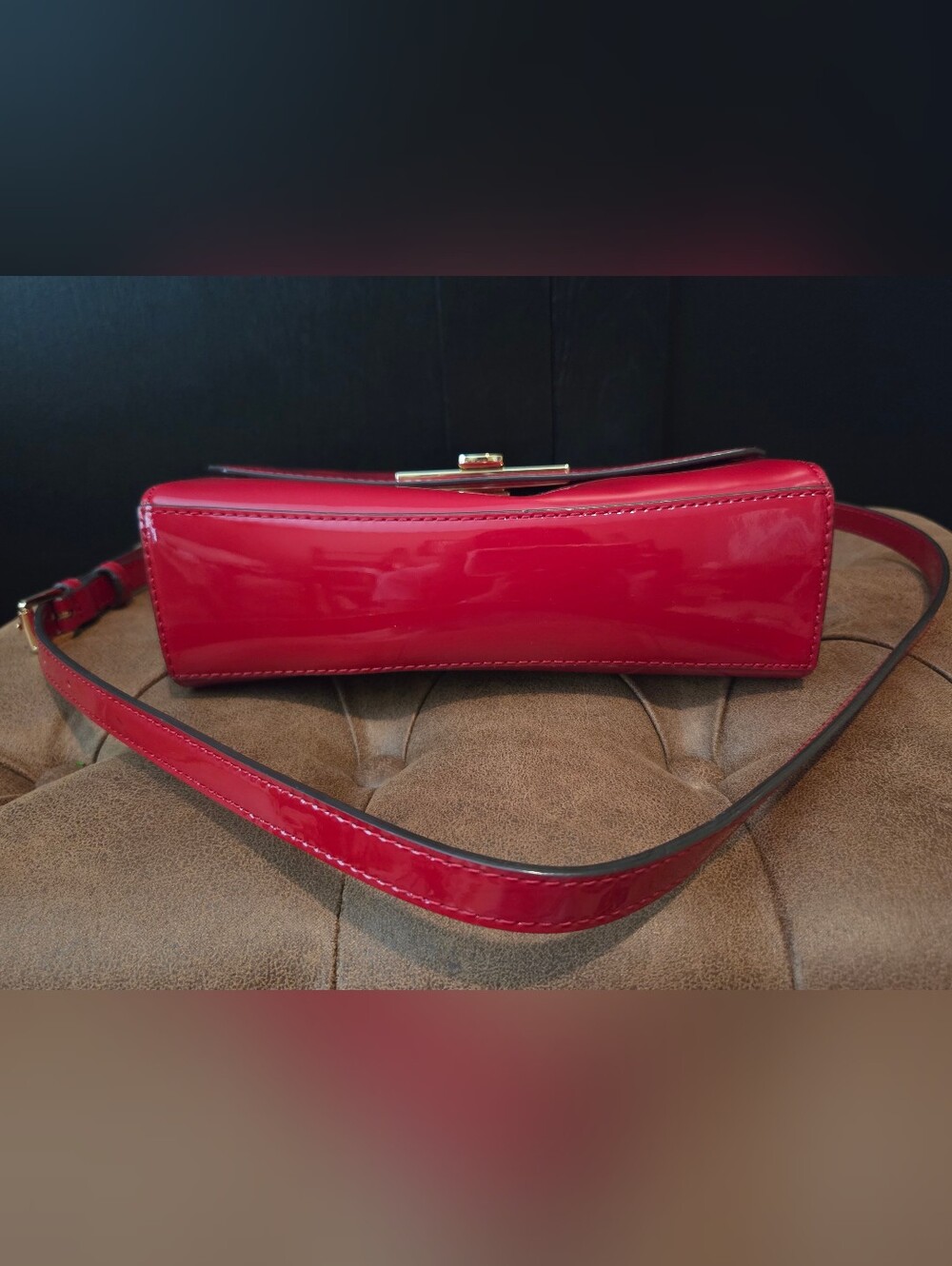 Michael Kors Callie Glossy Red Patent Leather Satchel - Picture 3 of 15